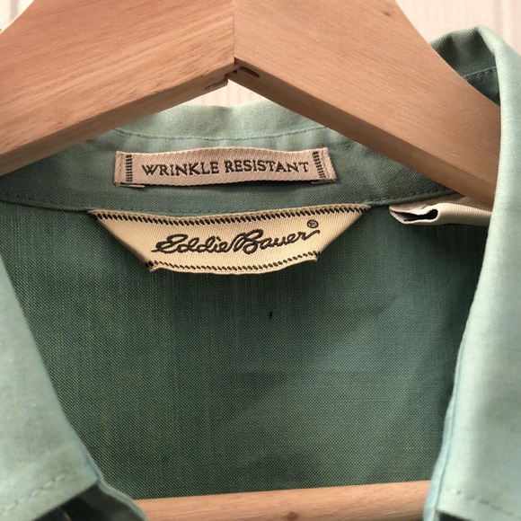 Eddie Bauer Wrinkle-resistant Cotton Green Button-down Shirt - Picture 2 of 8